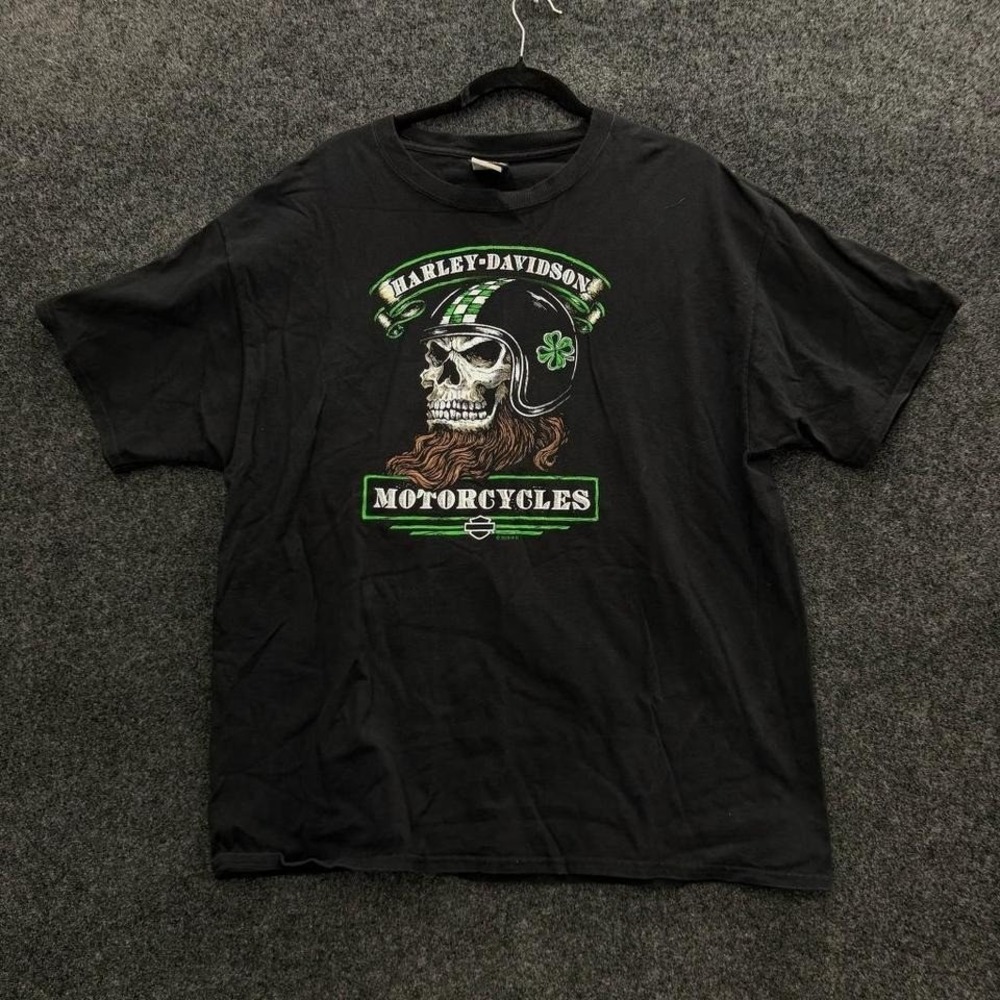 Harley Davidson Men's Black Skull Helmet Tee XL Bert's Black Widow Florida Shirt